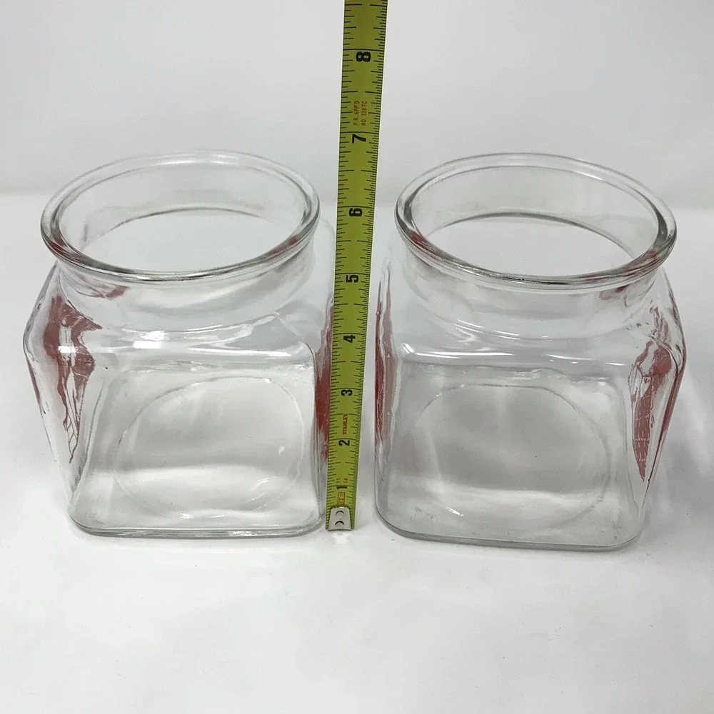 Set 2 Vintage Glass Canister Jar 6 3/4